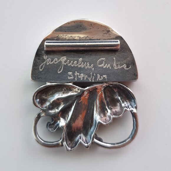 Vintage Signed “Jacqueline Andre” Handcrafted Sterling Orthoceras Fossil Pendant - Picture 4 of 12